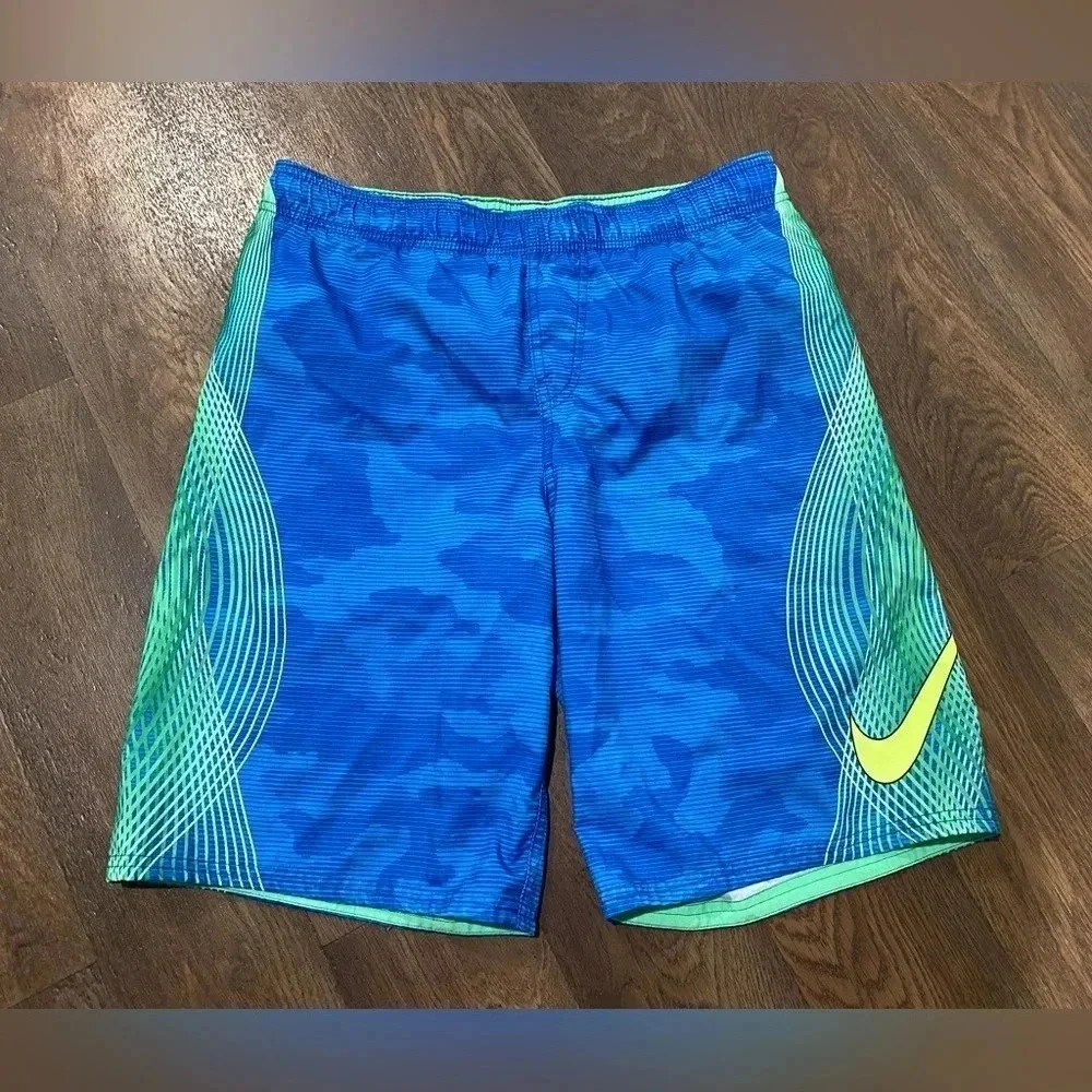 Nike Men’s Swim Shorts Royal Blue Neon Green Size XL